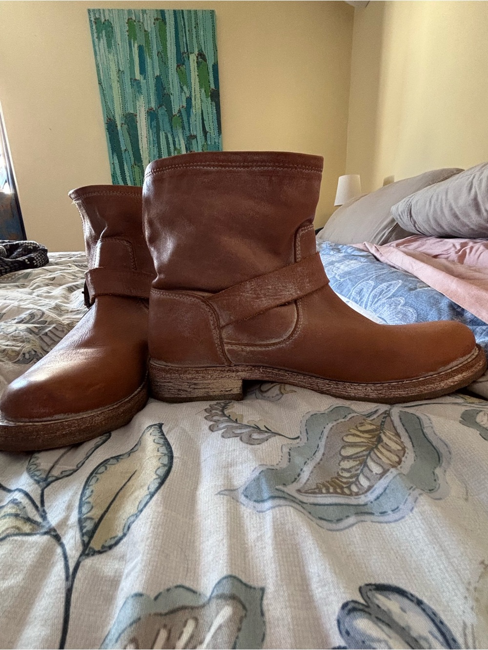 Frye Brown Leather Buckle Ankle Boots - Picture 2 of 5